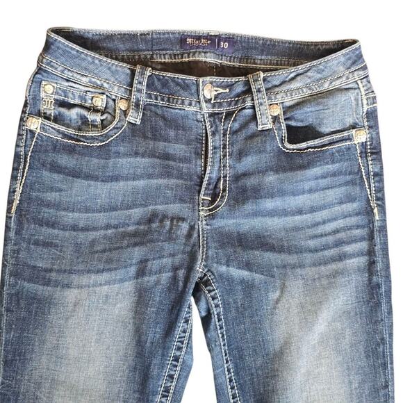 Miss Me Chloe Bootcut Denim Jean Bling Jewels Size 30 - Picture 2 of 12